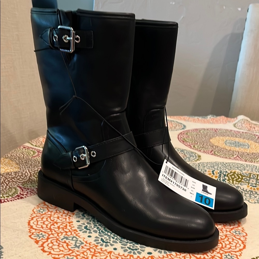 NWT Dolce Vita Moto Style Black Buckle Boots size 10 women’s